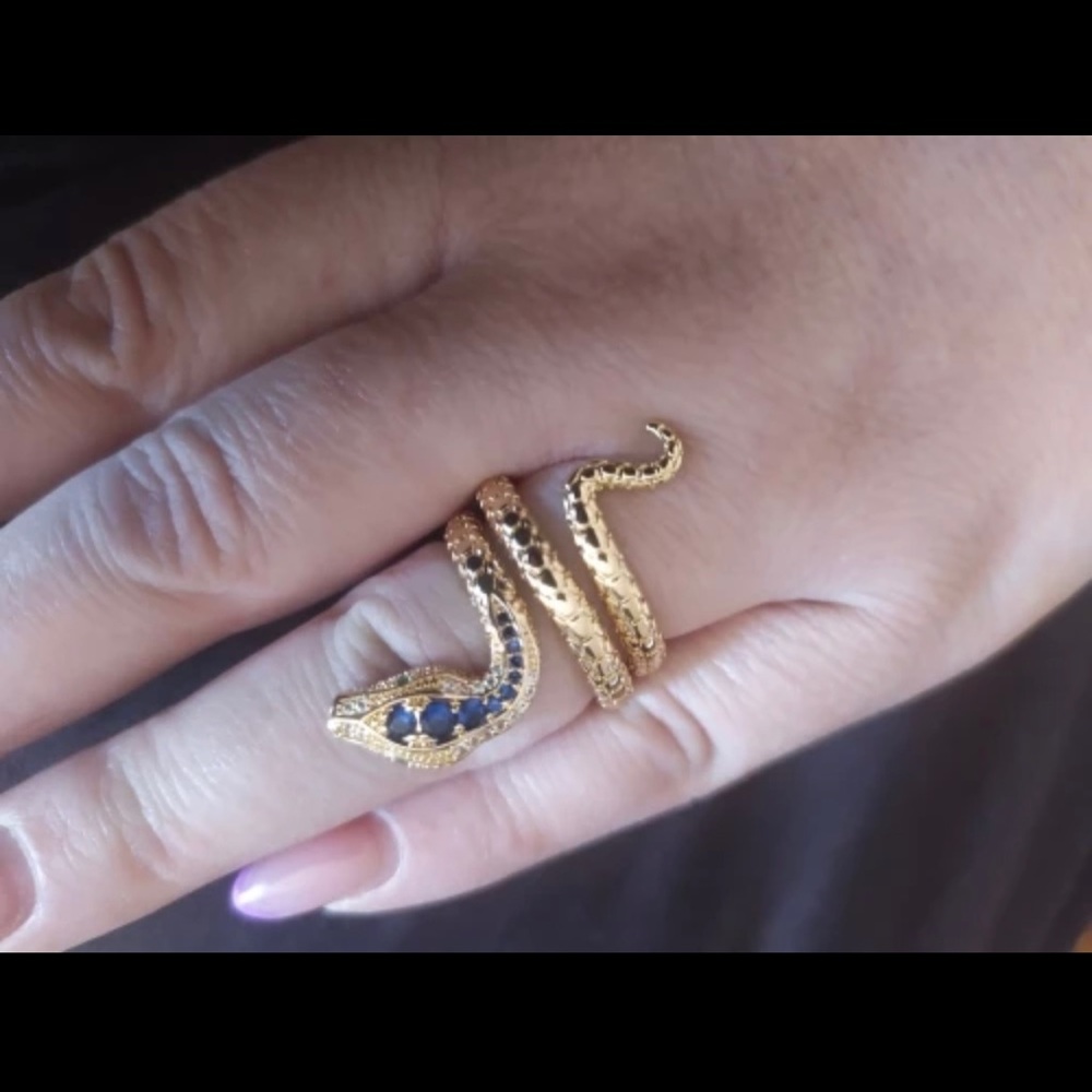 New 18K Gold Punk Coiled Snake Ring - Picture 6 of 6